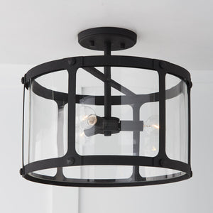 Capital Lighting 244931BI Brennen 3 Light Semi-Flush Black Iron