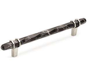 Amerock BP36650MBKPN Carrione Cabinet Pull, 6-5/16 in (160 mm) Center-to-Center, Marble Black/Polished Nickel