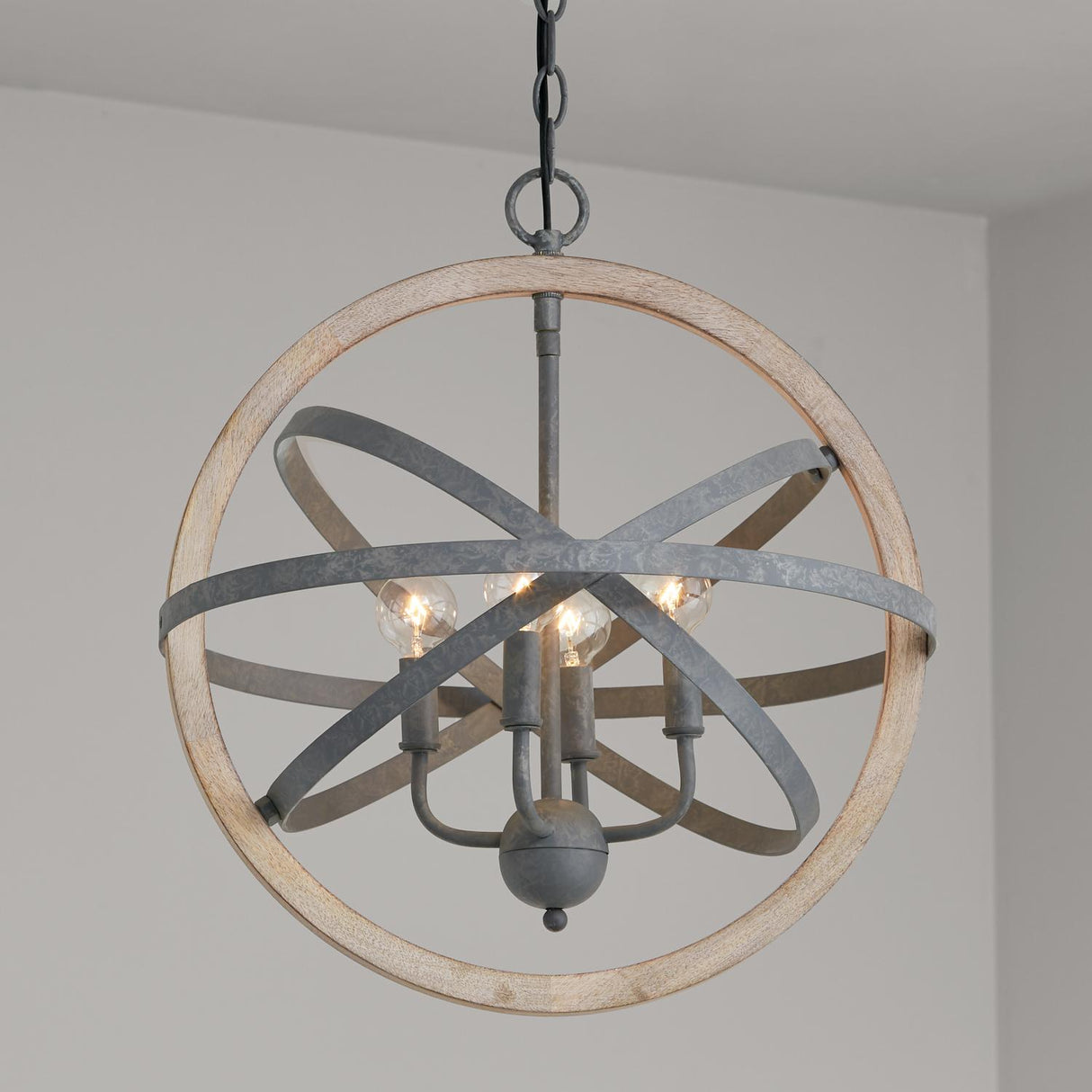 Capital Lighting 330544IW Bluffton 4 Light Pendant Iron and Wood