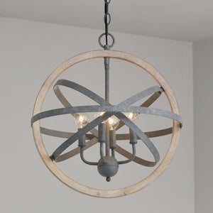 Capital Lighting 330544IW Bluffton 4 Light Pendant Iron and Wood