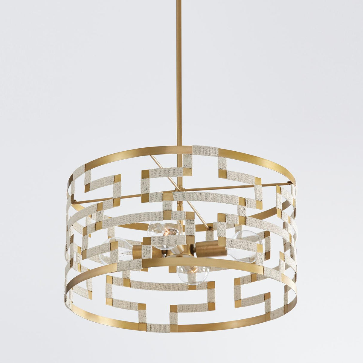 Capital Lighting 341041NL Hala 4 Light Pendant Bleached Natural Jute and Patinaed Brass