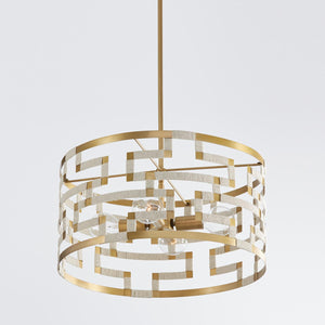 Capital Lighting 341041NL Hala 4 Light Pendant Bleached Natural Jute and Patinaed Brass