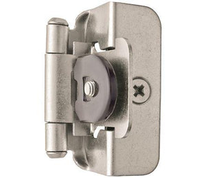 Amerock Double Demountable Cabinet Hinge 1/2 inch (13 mm) Overlay Hinge Satin Nickel 2 Pack Self-Closing Hinge Cabinet Door Hinge