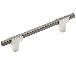 Amerock Cabinet Pull Polished Chrome/Black Chrome 5-1/16 inch (128 mm) Center to Center Urbanite 1 Pack Drawer Pull Drawer Handle Cabinet Hardware