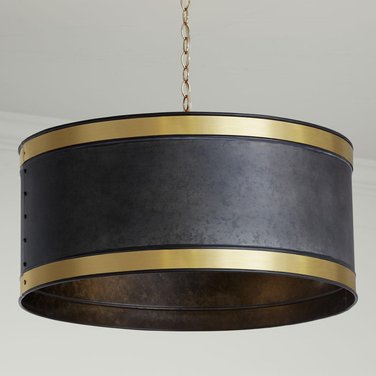 Capital Lighting 335641GB Barrow 4 Light Pendant Galvanized Black and True Brass