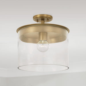 Capital Lighting 246812AD Mason 1 Light Semi-Flush Aged Brass