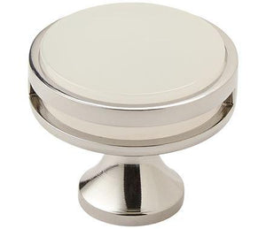 Amerock Cabinet Knob Polished Nickel/Frosted 1-3/8 inch (35 mm) Diameter Oberon 1 Pack Drawer Knob Cabinet Hardware