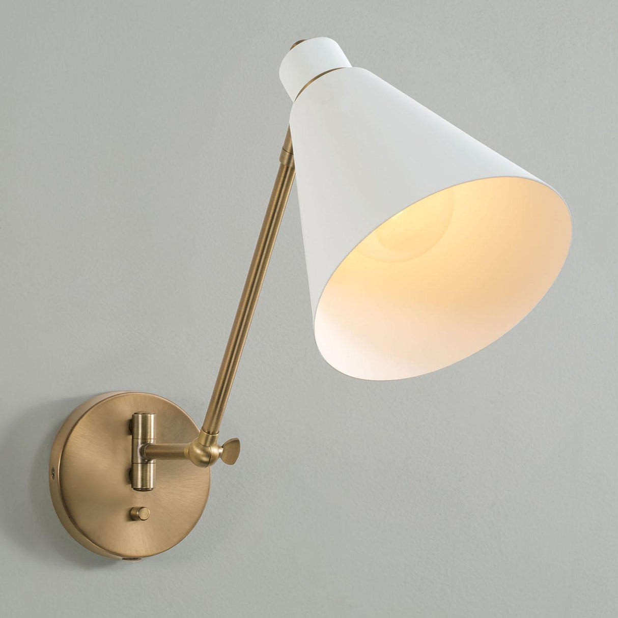 Capital Lighting 650111AW Bradley 1 Light Sconce Aged Brass and White