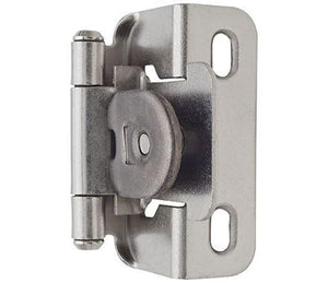 Amerock Single Demountable Cabinet Hinge 1/2 inch (12.7 mm) Overlay Hinge Satin Nickel 2 Pack Self-Closing Hinge Cabinet Door Hinge