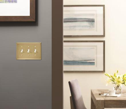 Amerock Wall Plate Golden Champagne 3 Toggle Switch Plate Cover Mulholland 1 Pack Light Switch Cover