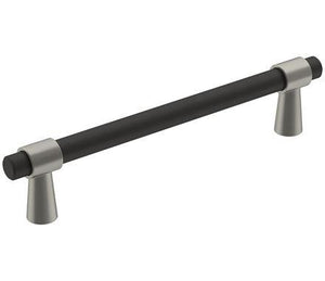 Amerock Cabinet Pull Matte Black/Satin Nickel 5-1/16 inch (128 mm) Center-to-Center Mergence 1 Pack Drawer Pull Cabinet Handle Cabinet Hardware