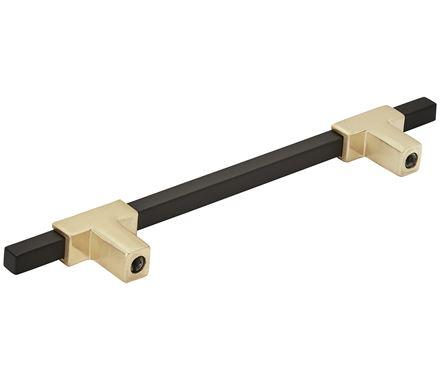 Amerock Cabinet Pull Brushed Gold/Matte Black 5-1/16 inch (128 mm) Center to Center Urbanite 1 Pack Drawer Pull Drawer Handle Cabinet Hardware