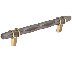 Amerock Cabinet Pull Black Chrome/Golden Champagne 5-1/16 inch (128 mm) Center-to-Center London 1 Pack Drawer Pull Drawer Handle Cabinet Hardware