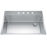 KINDRED BSL2233-9-4N-OW Brookmore 32.9-in LR x 22.1-in FB x 9-in DP Drop in Single Bowl Stainless Steel Sink In Commercial Satin Finish
