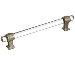 Amerock Cabinet Pull Clear/Golden Champagne 6-5/16 inch (160 mm) Center to Center Glacio 1 Pack Drawer Pull Drawer Handle Cabinet Hardware