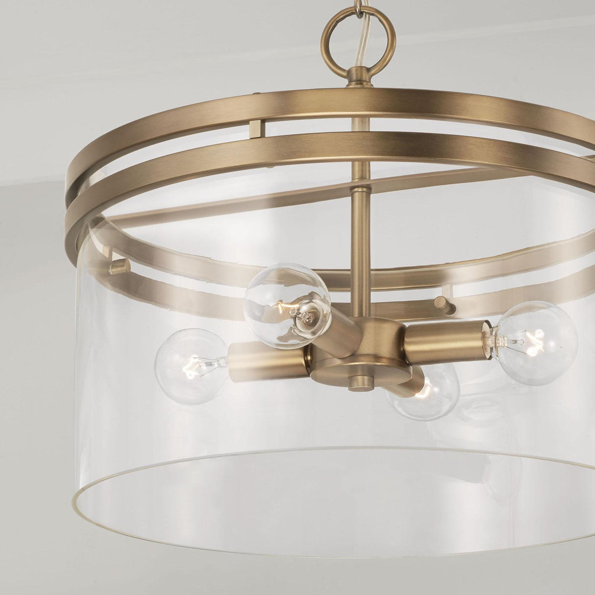 Capital Lighting 248741AD Fuller 4 Light Dual Mount Semi-Flush/Pendant Aged Brass