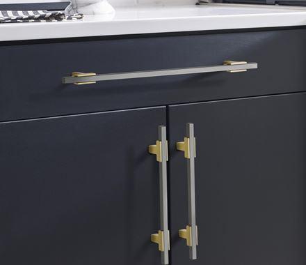 Amerock Cabinet Pull Brushed Gold/Black Chrome 5-1/16 inch (128 mm) Center to Center Urbanite 1 Pack Drawer Pull Drawer Handle Cabinet Hardware