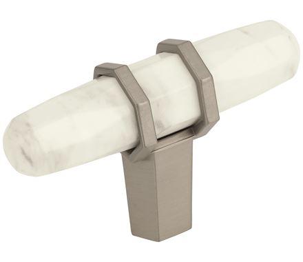 Amerock Cabinet Knob Marble White/Satin Nickel  2-1/2 inch (64 mm) Length Carrione 1 Pack Drawer Knob Cabinet Hardware