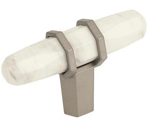Amerock Cabinet Knob Marble White/Satin Nickel  2-1/2 inch (64 mm) Length Carrione 1 Pack Drawer Knob Cabinet Hardware