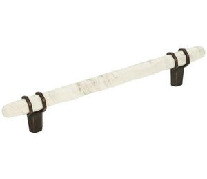 Amerock Cabinet Pull Marble White/Oil-Rubbed Bronze  6-5/16 inch (160 mm) Center to Center Carrione 1 Pack Drawer Pull Drawer Handle Cabinet Hardware