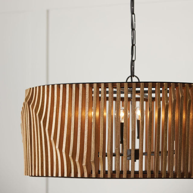 Capital Lighting 344664WK Archer 6 Light Pendant Light Wood and Matte Black