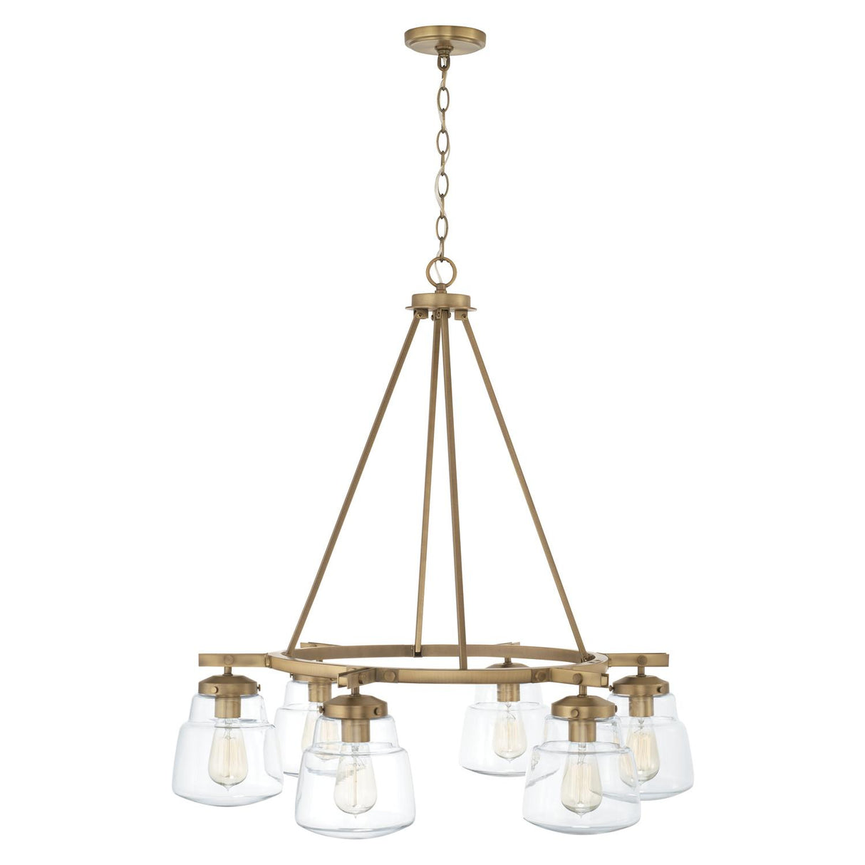 Capital Lighting 442761AD-518 Dillon 6 Light Chandelier Aged Brass