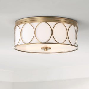 Capital Lighting 225131AD-683 Rylann 3 Light Flush Aged Brass