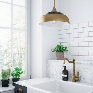 Capital Lighting 325713BX Max 1 Light Pendant Brass and Onyx