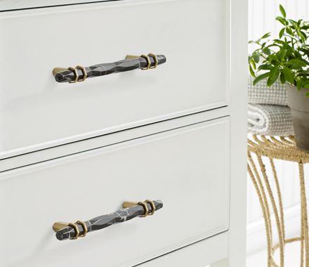 Amerock Cabinet Pull Marble Black/Golden Champagne 5-1/16 inch (128 mm) Center-to-Center Carrione 1 Pack Drawer Pull Drawer Handle Cabinet Hardware