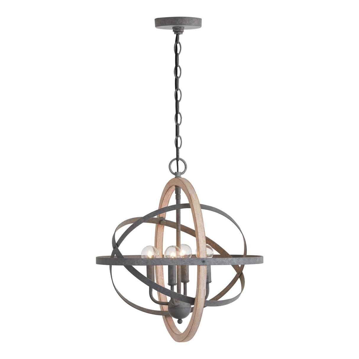Capital Lighting 330544IW Bluffton 4 Light Pendant Iron and Wood