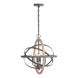 Capital Lighting 330544IW Bluffton 4 Light Pendant Iron and Wood