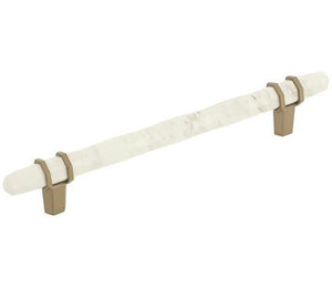 Amerock Cabinet Pull Marble White/Golden Champagne  6-5/16 inch (160 mm) Center to Center Carrione 1 Pack Drawer Pull Drawer Handle Cabinet Hardware