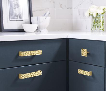Amerock Cabinet Pull Brushed Gold 1-1/4 inch (32 mm) Center to Center Calathea 1 Pack Drawer Pull Drawer Handle Cabinet Hardware