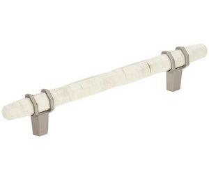 Amerock Cabinet Pull Marble White/Satin Nickel  5-1/16 inch (128 mm) Center to Center Carrione 1 Pack Drawer Pull Drawer Handle Cabinet Hardware