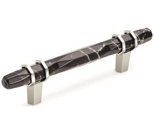 Amerock BP36648MBKPN Carrione Cabinet Pull, 3-3/4 in (96 mm) Center-to-Center, Marble Black/Polished Nickel