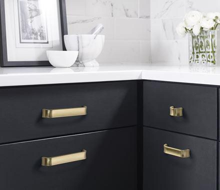 Amerock Cabinet Finger Pull Golden Champagne 1-1/4 inch (32 mm) Center to Center Concentric 1 Pack Drawer Pull Drawer Handle Cabinet Hardware
