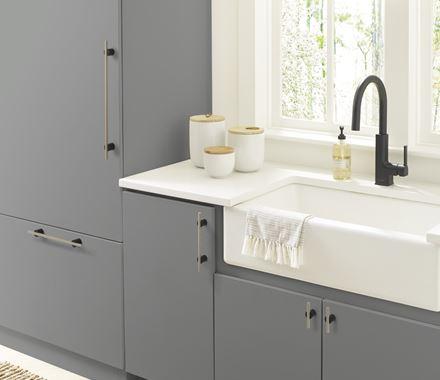 Amerock Cabinet Pull Matte Black/Silver Champagne 5-1/16 inch (128 mm) Center to Center Transcendent 1 Pack Drawer Pull Drawer Handle Cabinet Hardware