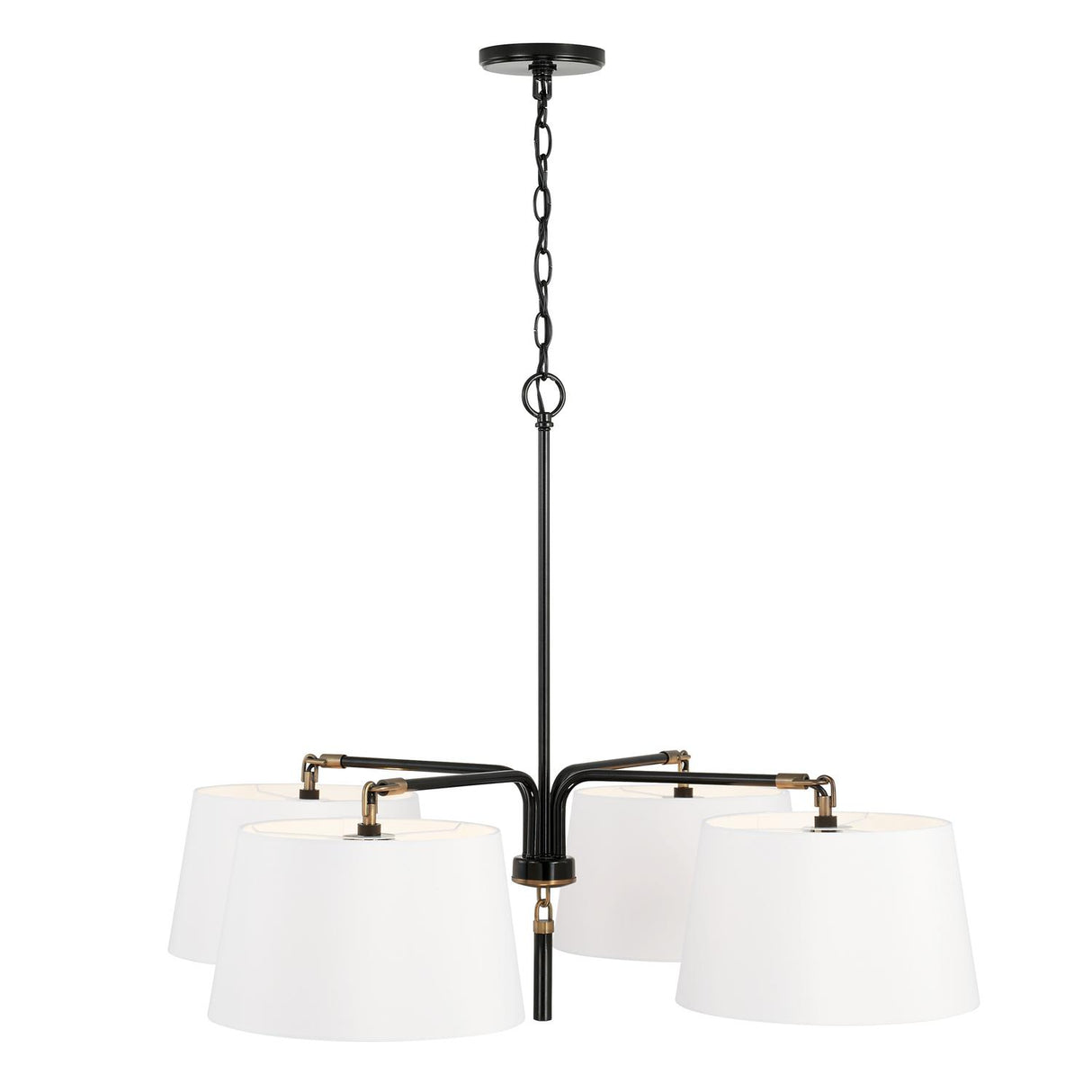 Capital Lighting 441941YA Beckham 4 Light Chandelier Glossy Black and Aged Brass