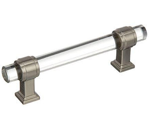 Amerock Cabinet Pull Clear/Satin Nickel 3-3/4 inch (96 mm) Center to Center Glacio 1 Pack Drawer Pull Drawer Handle Cabinet Hardware