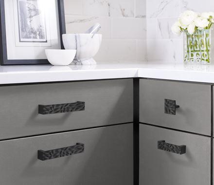 Amerock Cabinet Pull Matte Black 1-1/4 inch (32 mm) Center to Center Calathea 1 Pack Drawer Pull Drawer Handle Cabinet Hardware