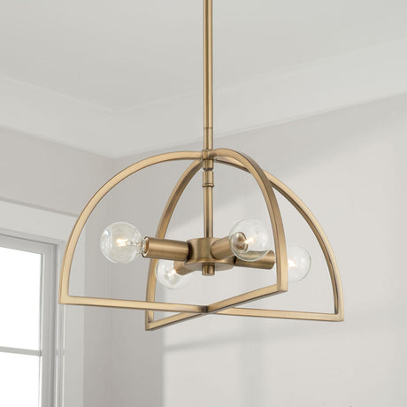Capital Lighting 248841AD Lawson 4 Light Dual Mount Semi-Flush/Pendant Aged Brass