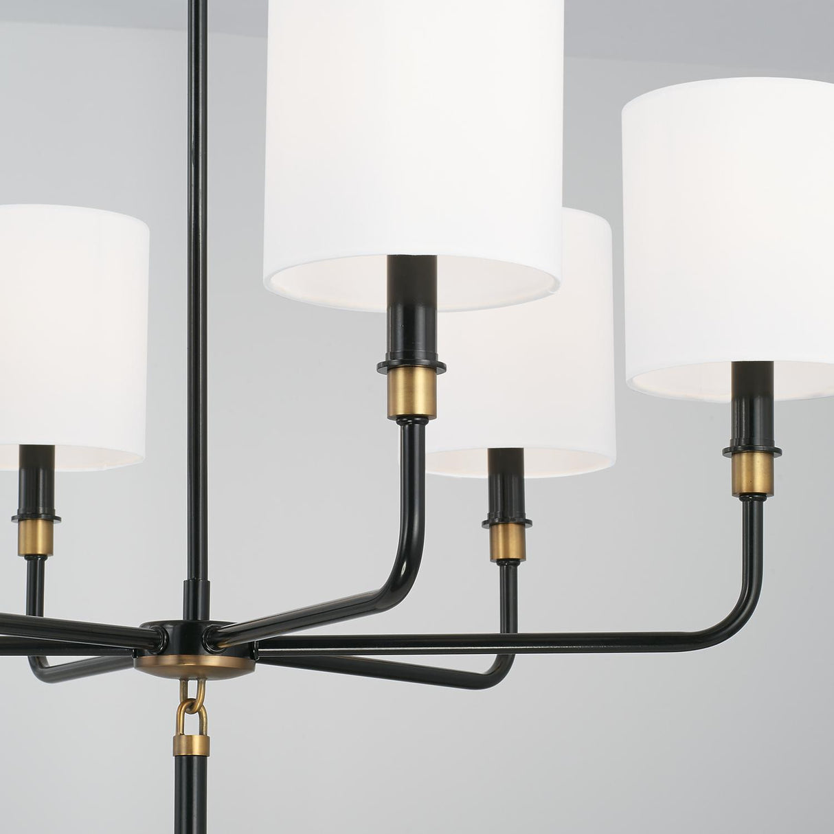 Capital Lighting 441961YA-702 Beckham 6 Light Chandelier Glossy Black and Aged Brass