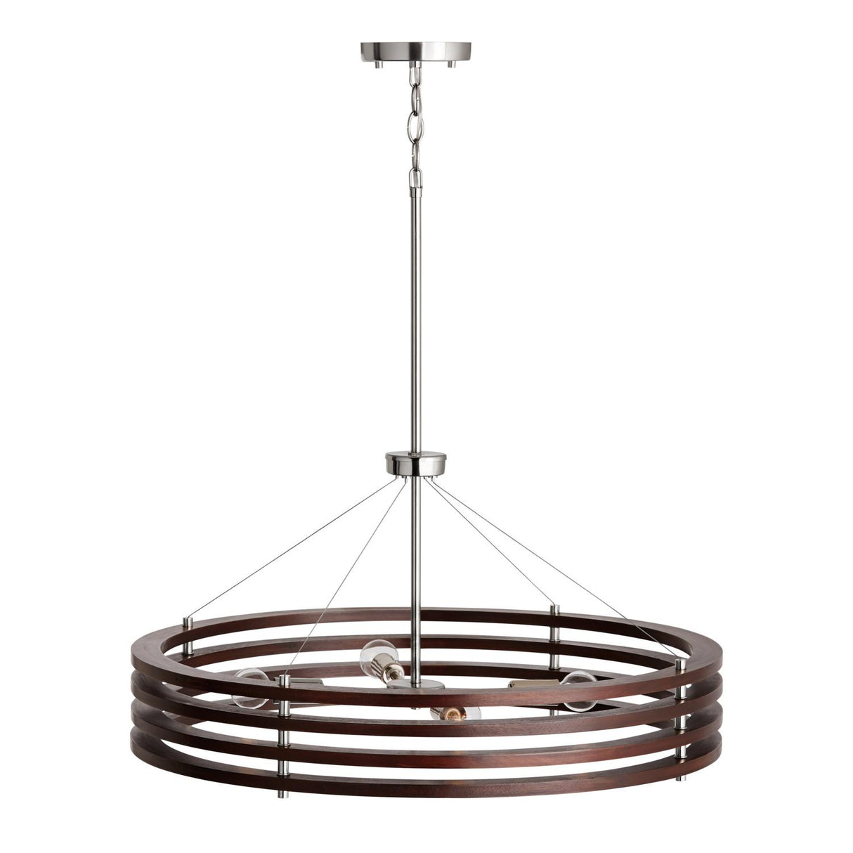 Capital Lighting 439941DN Dalton 4 Light Chandelier Dark Wood and Polished Nickel