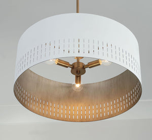 Capital Lighting 350233AW Dash 3 Light Pendant Aged Brass and White