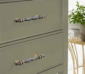 Amerock Cabinet Pull Marble Black/Golden Champagne 5-1/16 inch (128 mm) Center-to-Center Carrione 1 Pack Drawer Pull Drawer Handle Cabinet Hardware