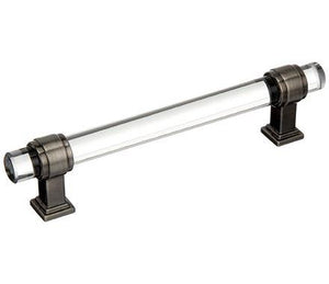 Amerock Cabinet Pull Clear/Gunmetal 5-1/16 inch (128 mm) Center to Center Glacio 1 Pack Drawer Pull Drawer Handle Cabinet Hardware