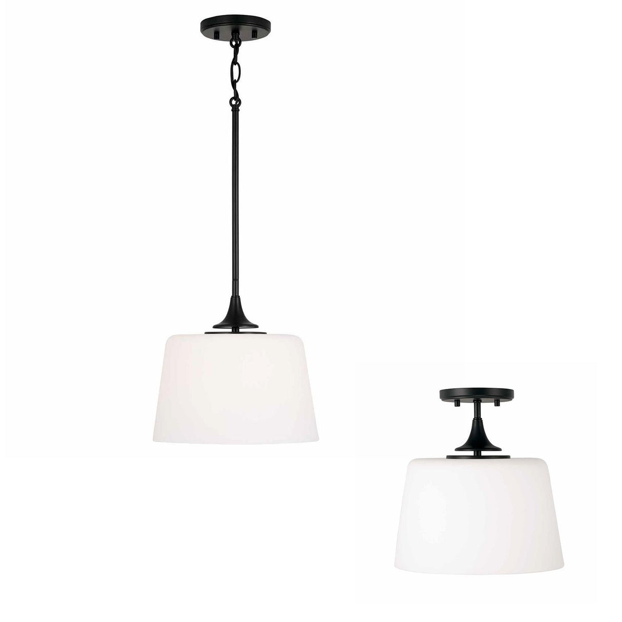 Capital Lighting 248911MB Presley 1 Light Dual Mount Semi-Flush/Pendant Matte Black