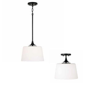 Capital Lighting 248911MB Presley 1 Light Dual Mount Semi-Flush/Pendant Matte Black
