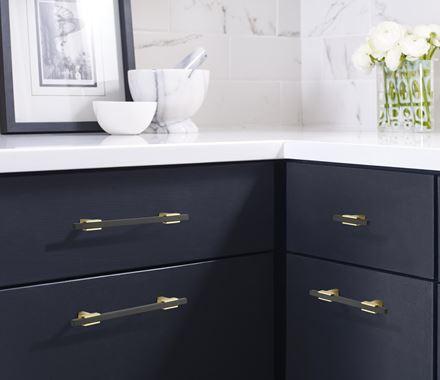 Amerock Cabinet Pull Brushed Gold/Matte Black 6-5/16 inch (160 mm) Center to Center Urbanite 1 Pack Drawer Pull Drawer Handle Cabinet Hardware