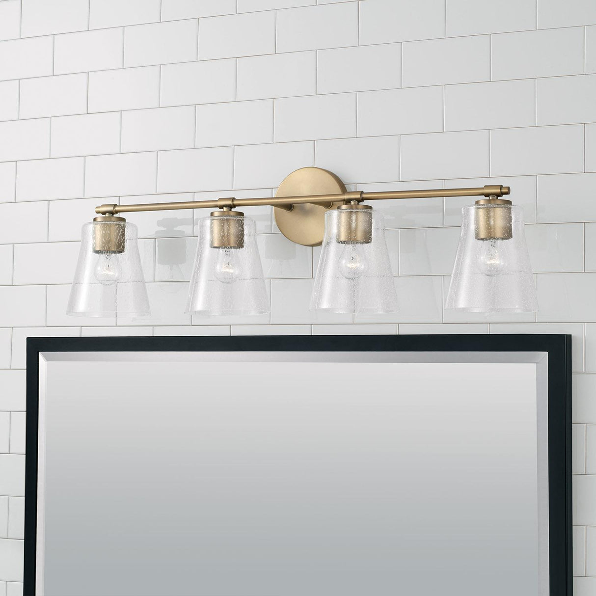 Capital Lighting 146941AD-533 Baker 4 Light Vanity Aged Brass